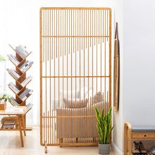 s！日式竹子屏风隔断客厅家用简约实木格栅折叠移动入户玄关落地