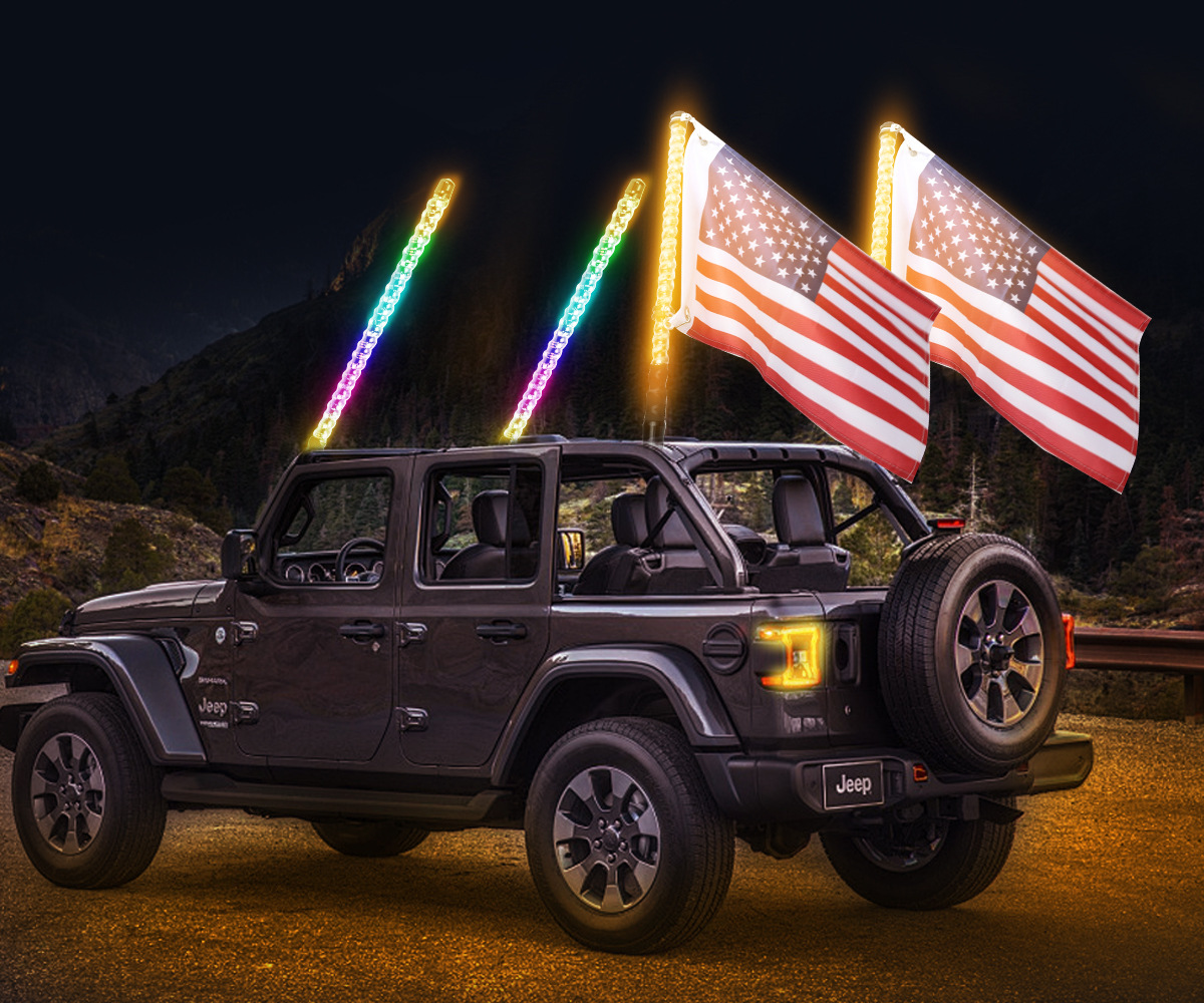 Off-Road Led Flagpole Light, Pickup Truck Warning Light, Modified Atv Decorative Atmosphere Light, Car Suv Colorful Spiral Light