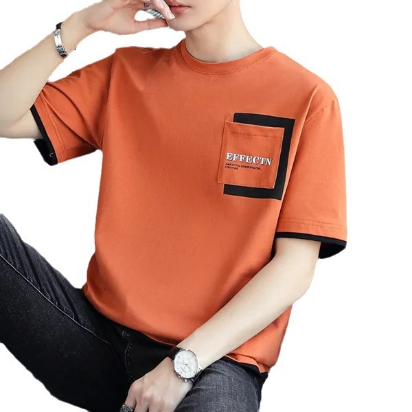 Camiseta de manga corta para hombres verano 2023 nueva media manga ins marca de moda camiseta de seda de hielo ropa suelta ropa de hombre