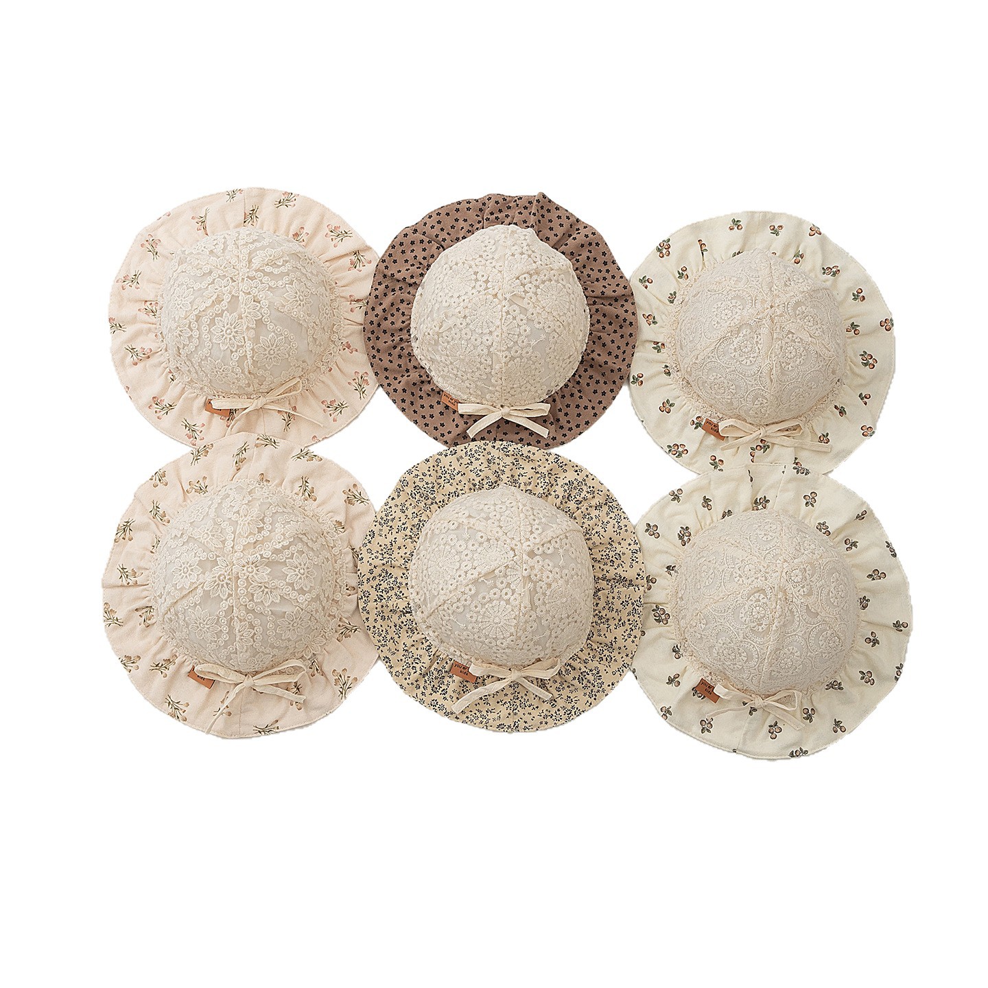 Sombrero de bebé sombrero de pescador de princesa linda coreana estilo fino protector solar de primavera y otoño sombrero de lavabo de encaje para viajar