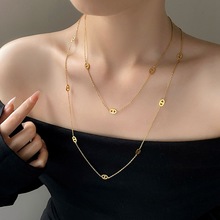 新款轻奢多戴法欧美钛钢猪鼻子项链超长120cm小众设计网红毛衣链