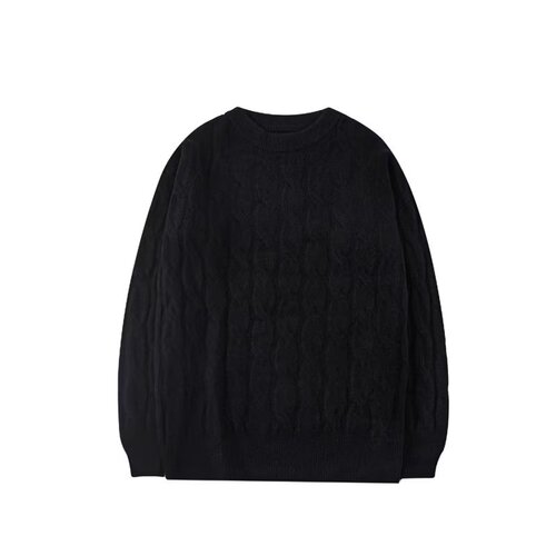 Men's Cable Knit Cardigan Sweater with a Relaxed and Trendy Hong Kong Style, Couples' Set, Comfortable, Casual, Round Neck, Autumn/Winter Base Layer Top
