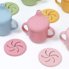 新型二合一乳児シリカゲル学飲カップ携帯型転倒防止赤ちゃん専用カップ児童両耳ストローカップ