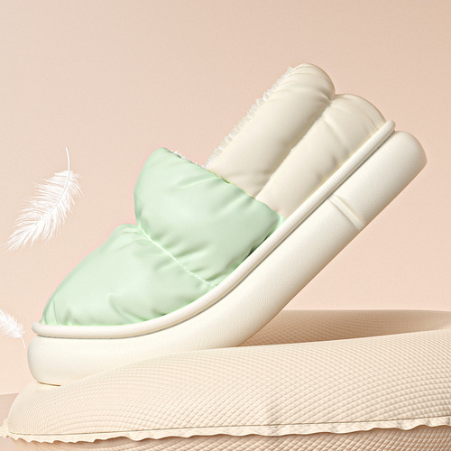 Home Cotton Slippers Bag Heels Men's Winter Down Cloth Waterproof Indoor Home Men's Plush Warm Cotton Shoes Women's Wholesale