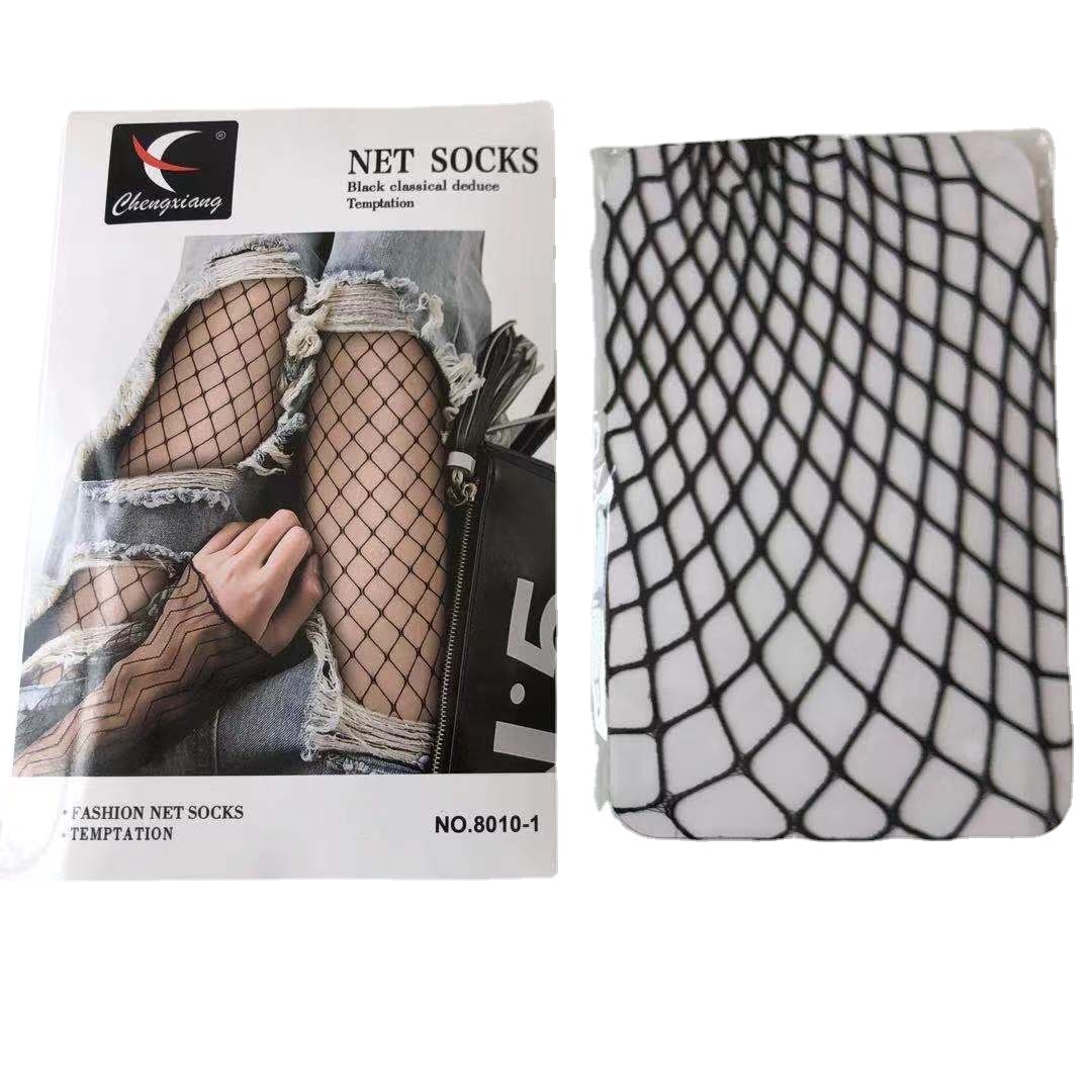 Fábrica en stock al por mayor de malla sexy JK medias negras transfronterizo Comercio exterior blanco Luna doble G pantimedias calcetines de red