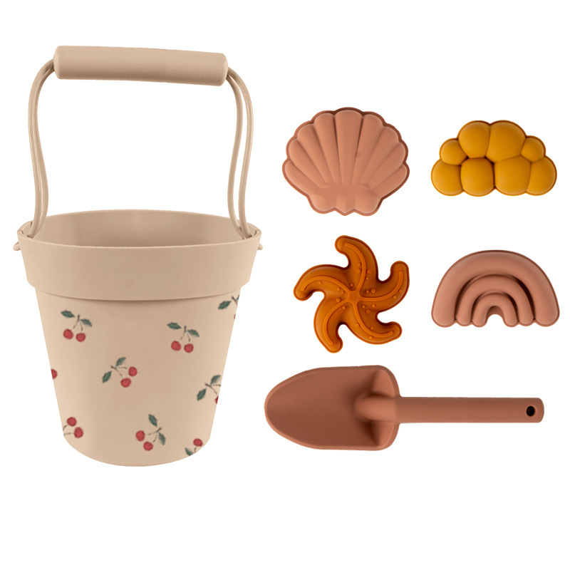 Jugar herramientas de arena Material de silicona Cubo de arena junto al mar Jugar herramientas de arena silicone beach toys