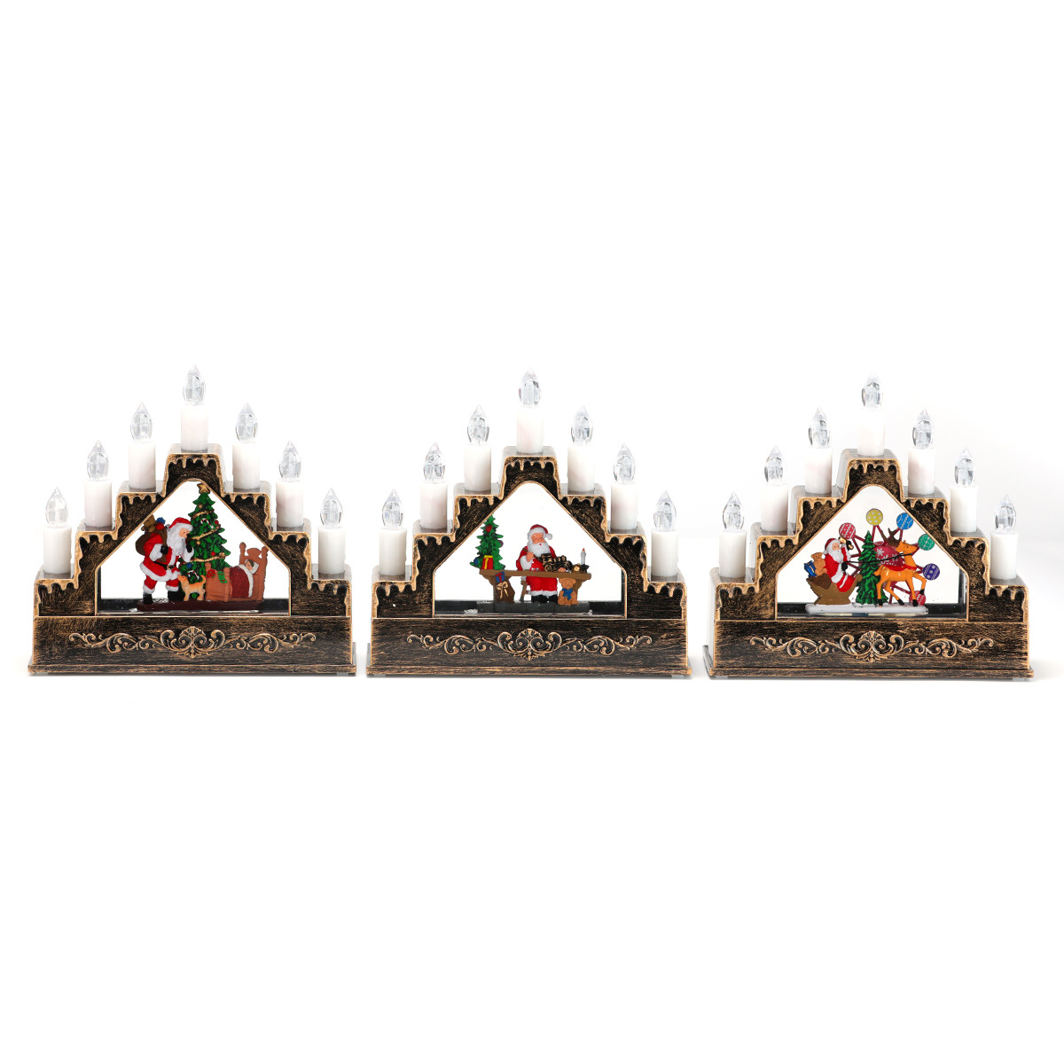Nuevos productos creativos Inyección de agua Caja de música giratoria Luz de velas Decoración de la ventana del hogar del hotel Regalos de Navidad