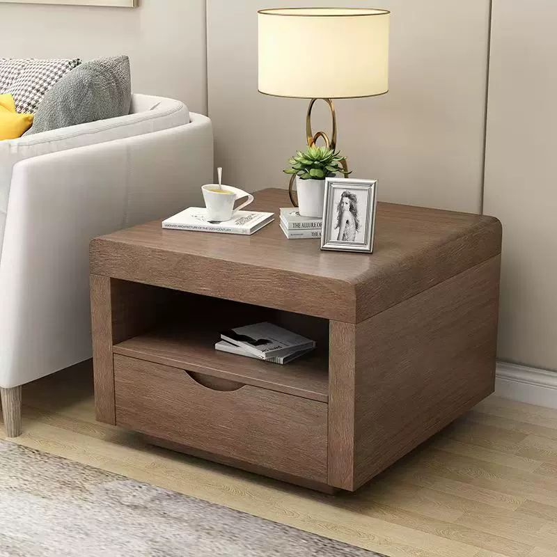 沙发角几现代简约黑白胡桃色床头柜客厅边柜正方形边桌储物柜北欧