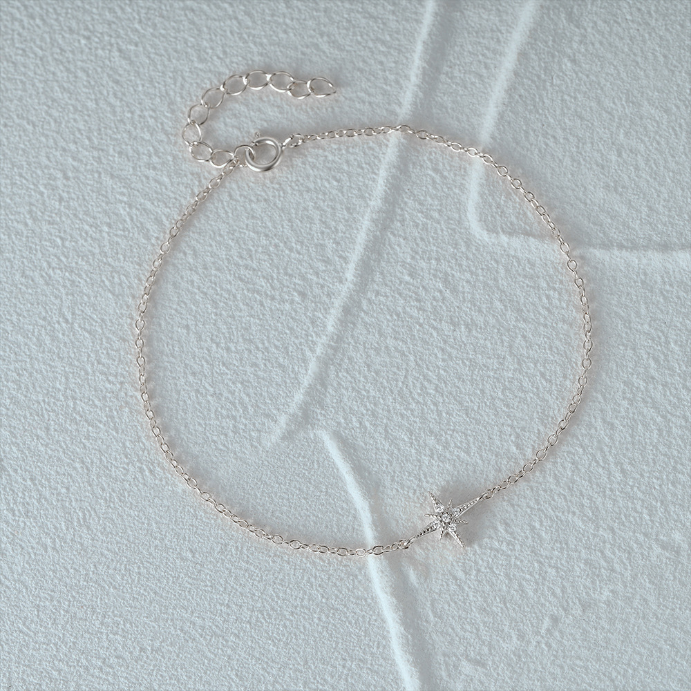 cable chain Chain Type 1 Piece 925 Sterling Silver Octagonal Star Zircon 925 Sterling Silver Cable Chain Bracelets