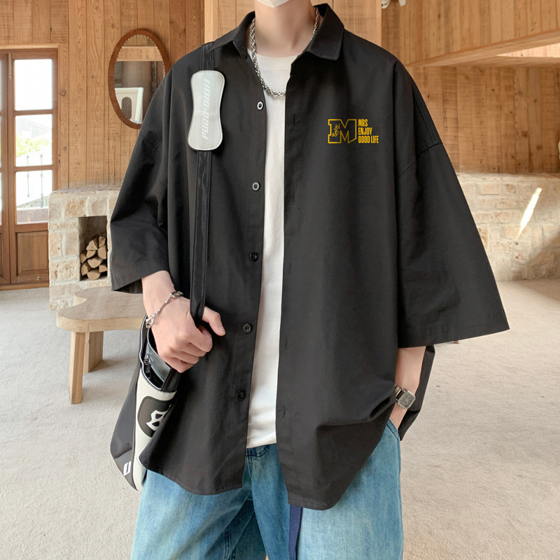 Short-sleeved shirt men's high-end wear suit boys summer wear jeans men's 2024 new summer clothing