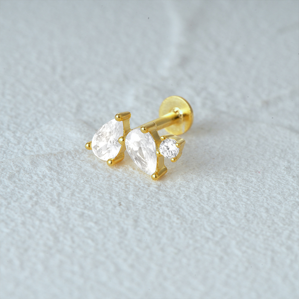 2g Weight Zircon Inlay Material Ear Studs Classification 1 Piece Quantity Daily Occasion 925 Sterling Silver Material Geometric Pattern Women's Gender Plating Design Simple Style Style 1 Piece Ear Cartilage Rings & Studs Simple Style Geometric 925 Sterling Silver Plating Zircon 52