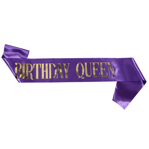 New birthday party BIRTHDAY QUEEN shoulder strap etiquette belt satin bronzing black gold belt ribbon