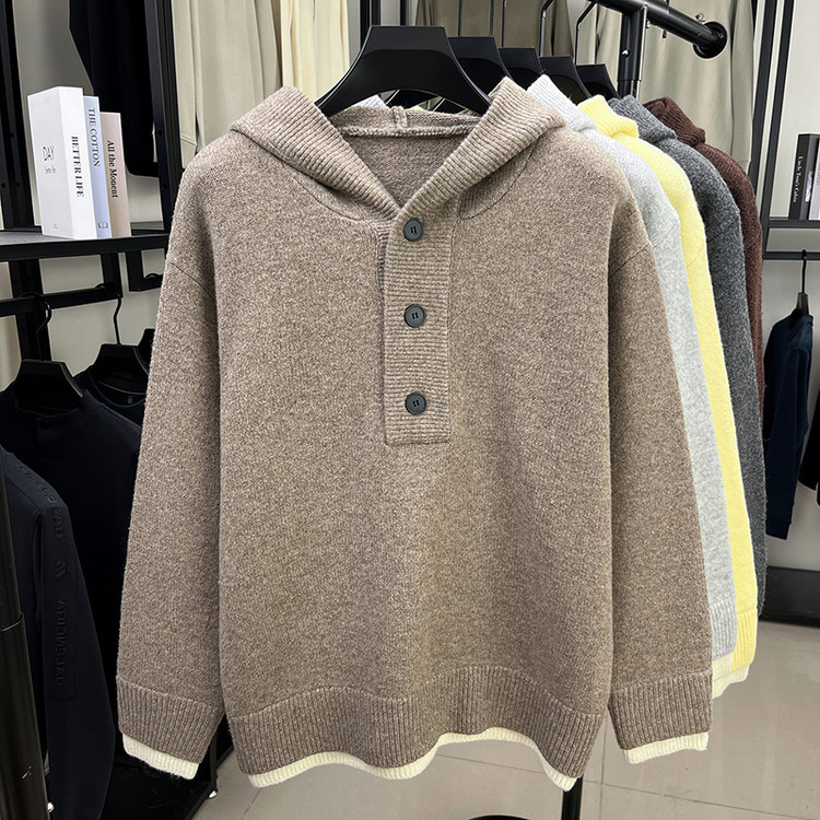 Suéter otoño-invierno marca de moda universal otoño-invierno hoodie hombre casual moda coreana engrosada camiseta de punto de hombre