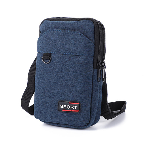 New men's mobile phone bag casual wear belt waist bag canvas diagonal mobile phone waist bag multi-functional shoulder bag wholesale