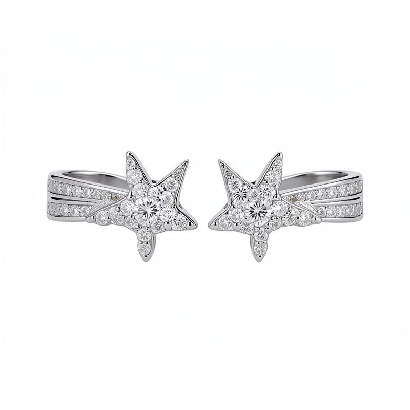 Zircon estrellas orejas clips de orejas mujeres sin agujeros de orejas temperamento de moda personalidad aretes ligeros de lujo alta sensación de auriculares al por mayor
