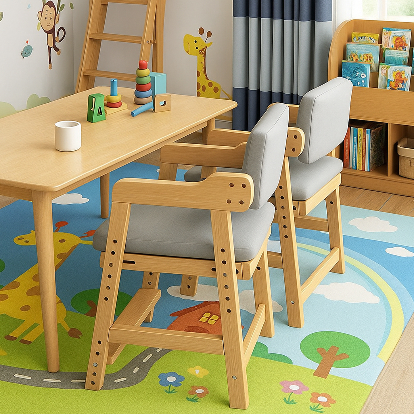 Study Solid Wood Liftable Adjustable Backrest Seat Stool Student Homework Writing Special Chair Baby Dining Chair