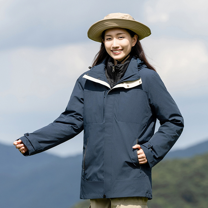 야외 그래 핀 구스 벨벳 라이너 후드 재킷 남자 3 대 1 소박한 재킷 여자 커플 등산 캠핑 재킷