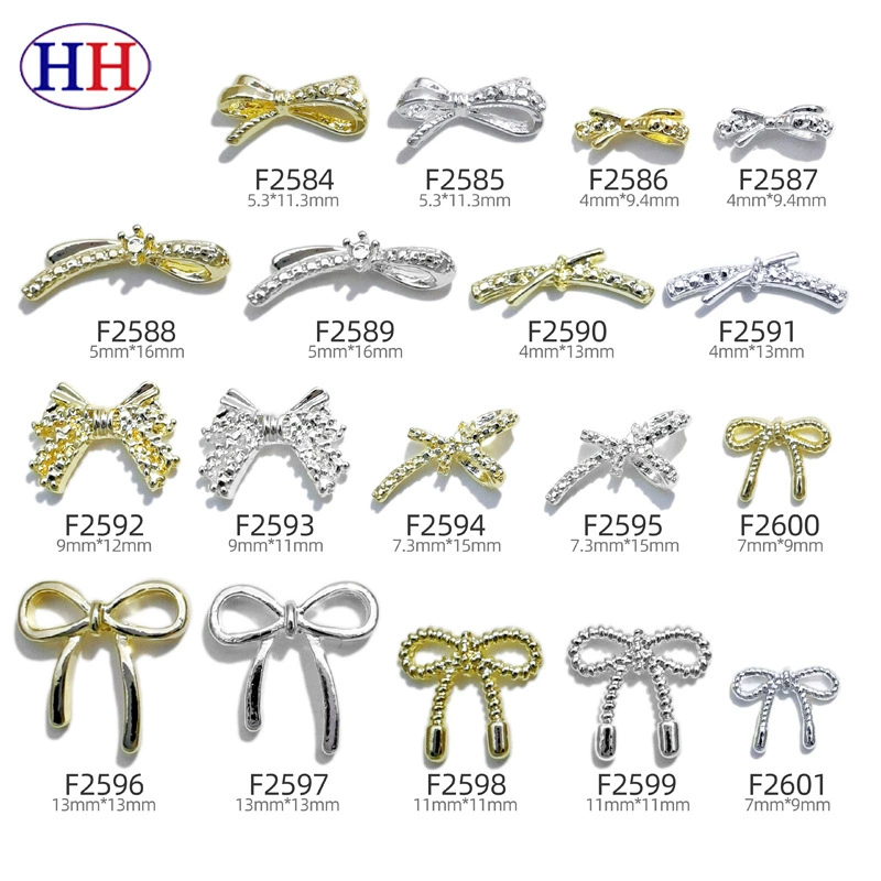 Сетка красный LZ сплав бант маникюрные украшения простой трехмерный металлический бант маникюрный бриллиант аксессуары оптовая продажа