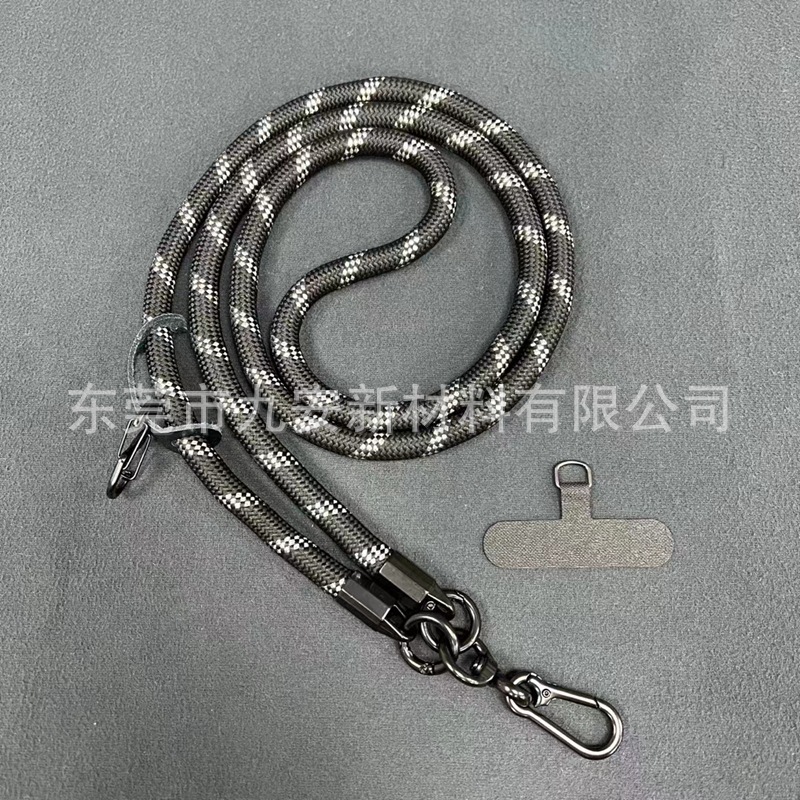 7mm编织绳 金属头间色尼龙包芯抽绳 户外用品可拆卸防丢手提挂绳