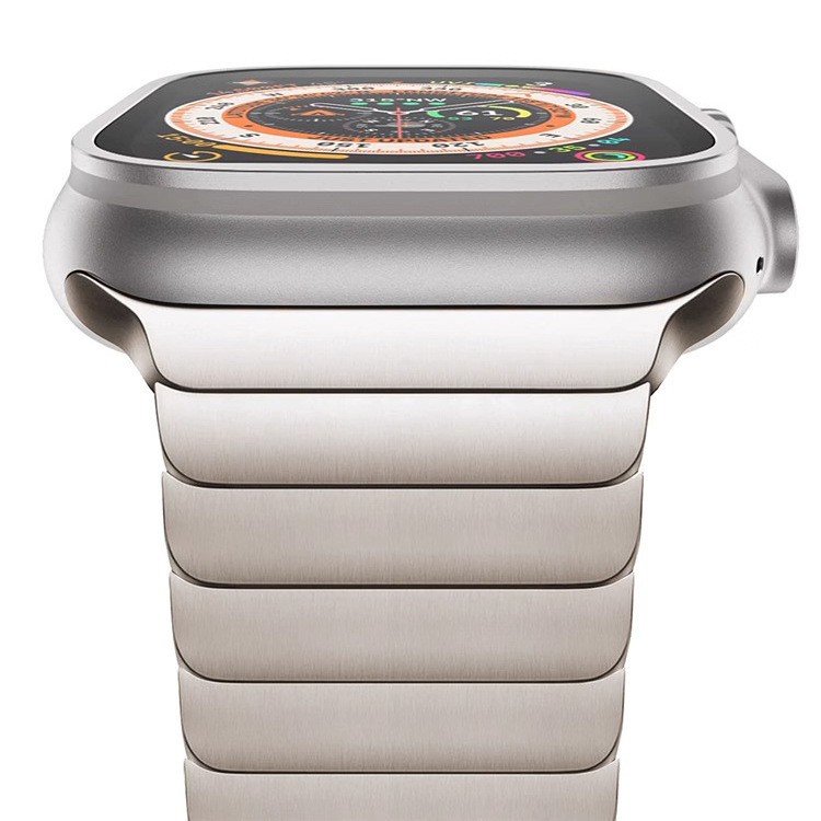 Suitable for Apple Stainless Steel Strap with Bamboo Butterfly Buckle iWatch Original Titanium Metal Ultra2 Watch Strap