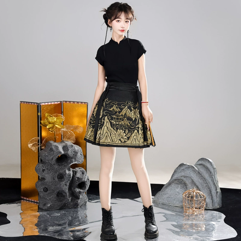 Короткая ткацкая золотая юбка с лапшой для взрослых