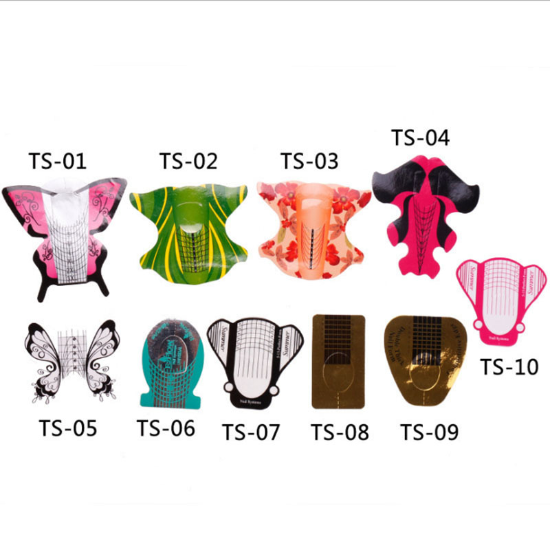 Soporte de papel de uñas transfronterizo Extensión de fototerapia francesa Herramienta de uñas Mariposa de uñas Soporte de papel rectangular de herradura 500 piezas