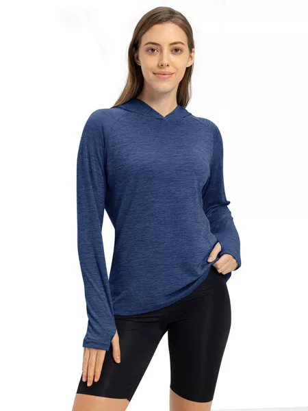 Cross-Border European and American Long-Sleeved Hooded Sweatshirt for Women in Spring and Summer, Breathable Sun Protection Clothing, Sports Loose Casual Outdoor Fashion Tops