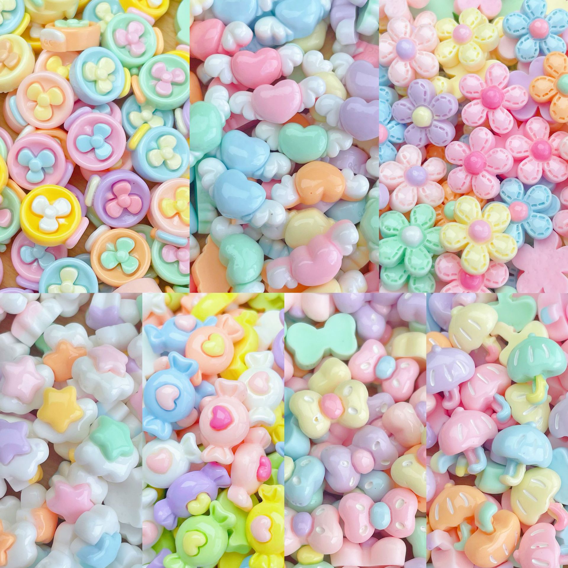 Mini brillante accesorios de resina caramelo flor paraguas tamaño pequeño uñas arte DIY joyería crema pegamento borde a juego horquilla