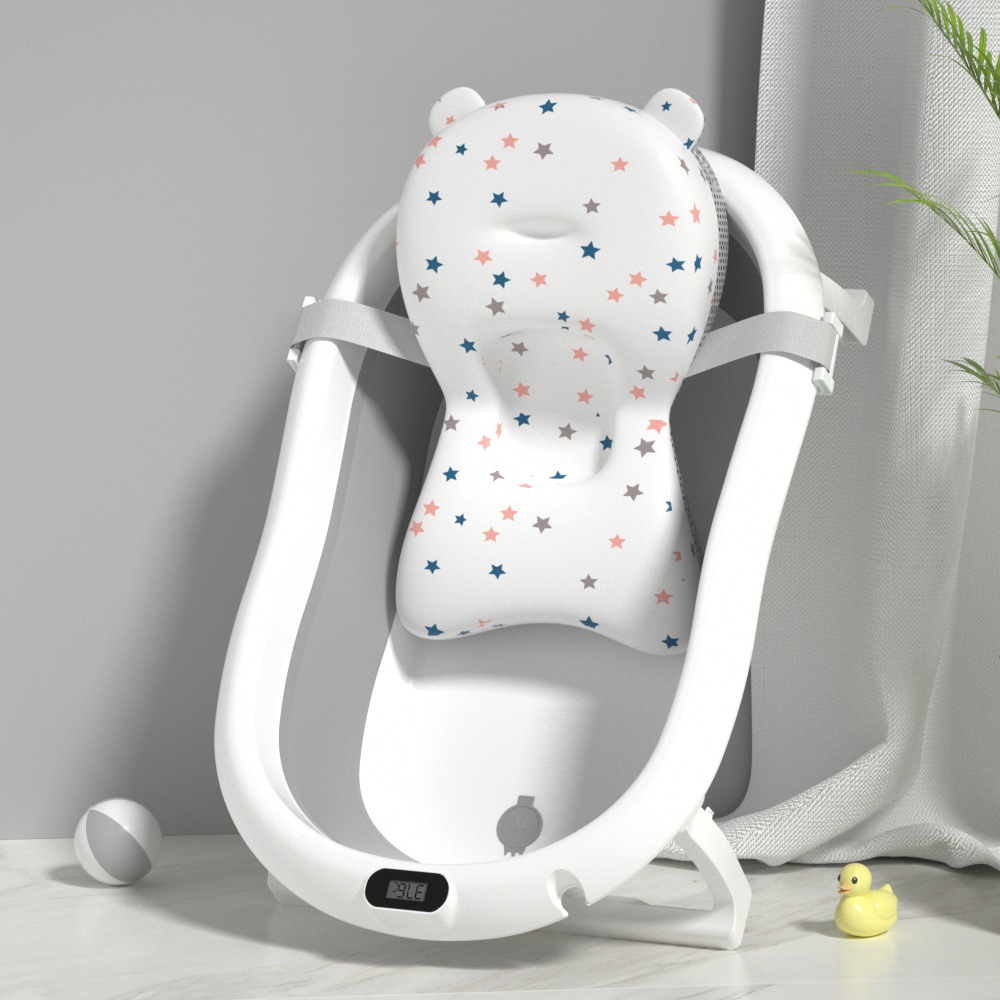 Tina de baño sensible a la temperatura del bebé bañera plegable del bebé del hogar sentado y acostado grandes suministros para bebés recién nacidos