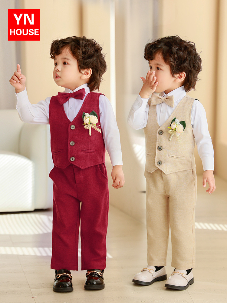 Conjunto de vestido de chaleco de primavera y otoño para niños Anfitrión del cumpleaños del bebé Traje de interpretación de piano de niña de las flores para niños image 1