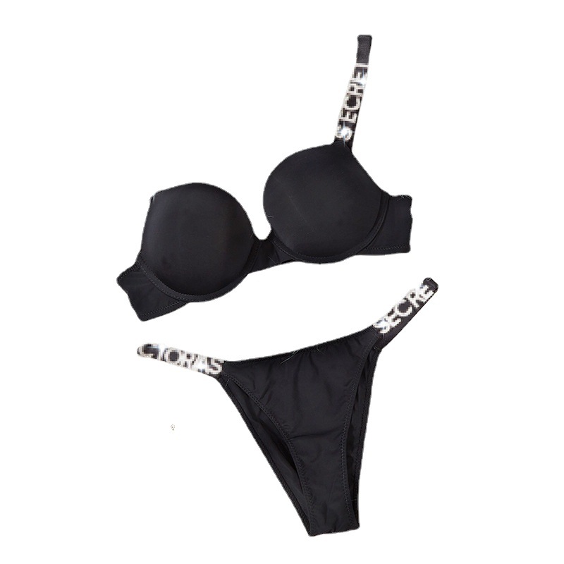 Nuevo Comercio exterior grande diamante carta sujetador traje sexy ropa interior mujeres push up chica ajustable brillante sujetador traje