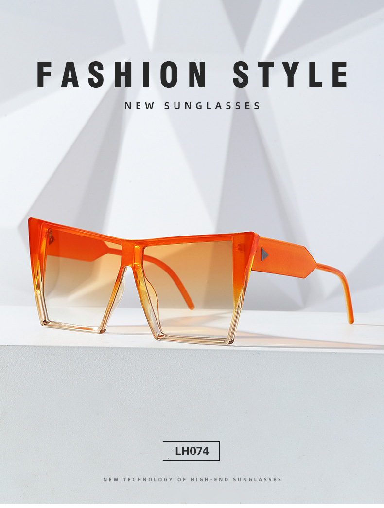 39g Weight Full Frame Glasses Structure Sunglasses Classification PC, UV400 Protection Lens Material Cat Eye Glasses Style Exaggerated Gradient Color PC UV400 Protection Cat Eye Full Frame Women's Sunglasses