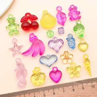 实色亚克力挂件水晶珠透明珠水果吊孔香蕉挂件diy钥匙扣饰品配件