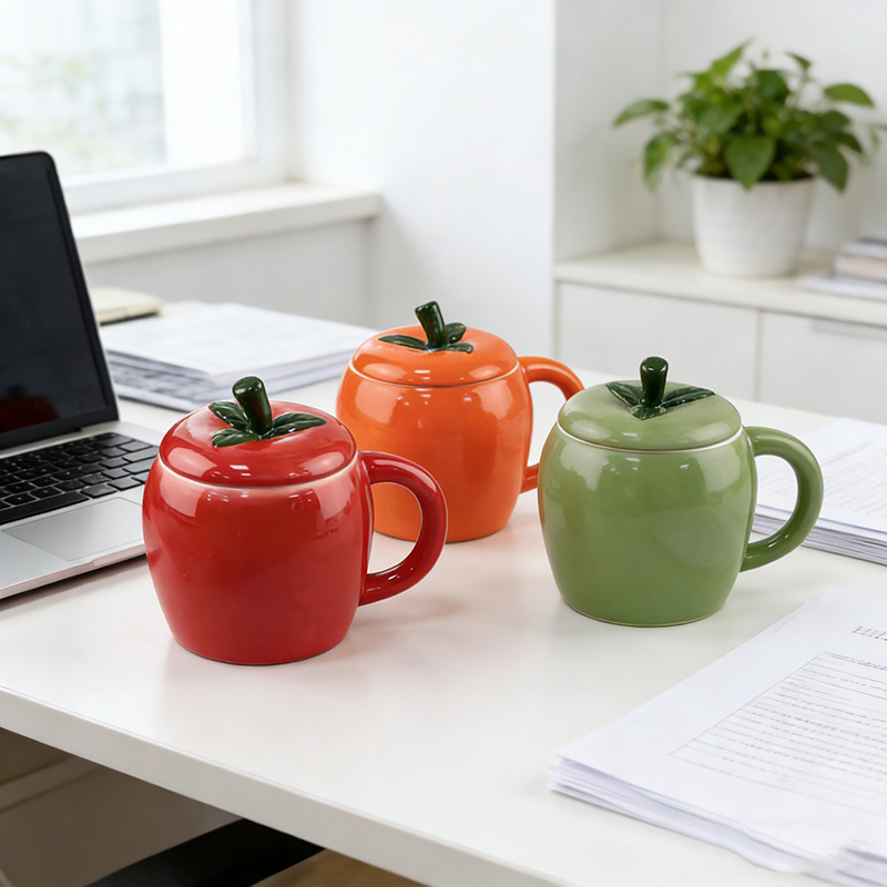 Creative Tomato Ceramic Coffee Mug For Office And Christmas Gift_voghion.com