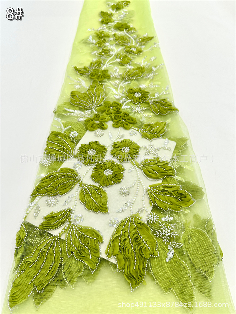 Tubo de cuentas con tela de flor de encaje fresco y hermoso vestido de novia de alta calidad cena falda de baile vestido tela
