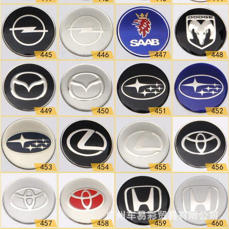 Универсальная модифицированная наклейка колеса для центральной крышки наклейки с изогнутой алюминиевой этикеткой для автомобиля 65MM двухсторонний клей