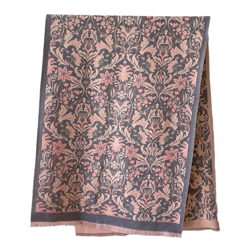 Comercio exterior nuevo estampado floral moda barba corta sala con aire acondicionado chal Cachemira-como Otoño e invierno cálido borla bufanda para las mujeres