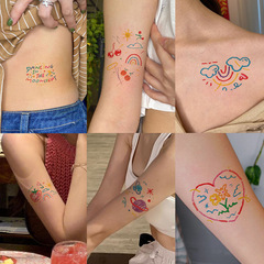 Cross-border color tattoo stickers waterproof sweat cute cartoon letters small fresh personalized temporary tattoo stickers tataoo