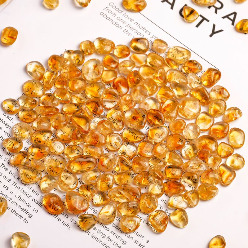 Premium Natural Yellow Crystal Gravel, Demagnetized Stone, Yellow Crystal Aquarium Stone Ornament, Semi-Finished Small Crystal Particles Wholesale