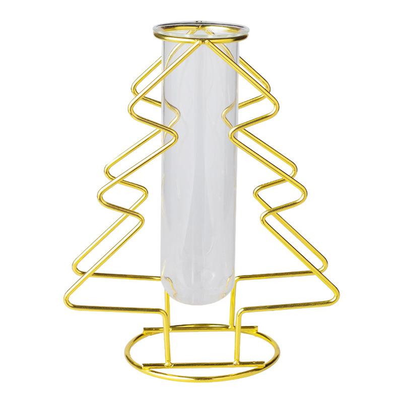 Navidad de hierro creativo vasija de vidrio forjado estilo de árbol hidropónico verde flor de plantación decoración de sala de estar decoración de oficina mesa