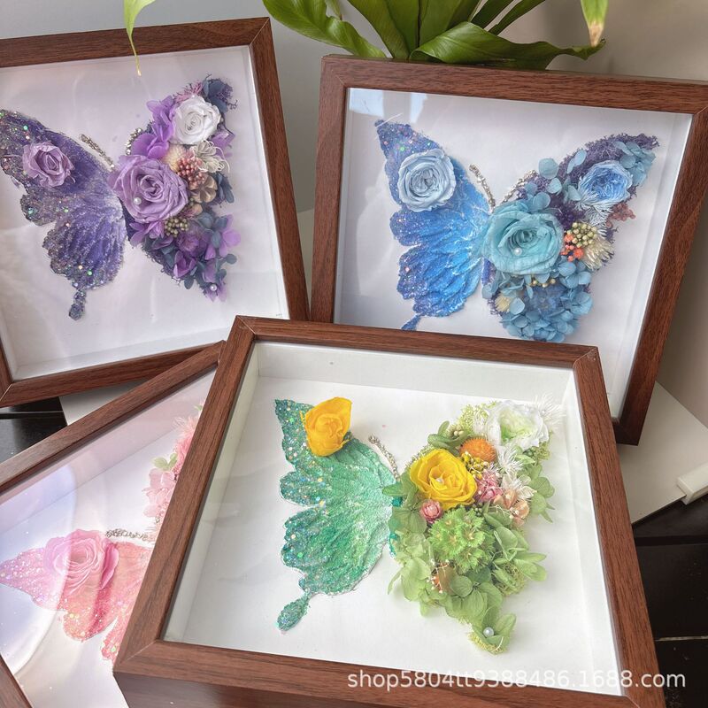 Natural Crystal Feather Butterfly Photo Frame DIY Butterfly Picture Frame Handmade Gift Material Package Chinese Valentine's Day Activity DIY Natural Crystal Feather Butterfly Photo Frame DIY Butterfly Picture Frame Handmade Gift Material Package Chinese Valentine's Day Activity DIY