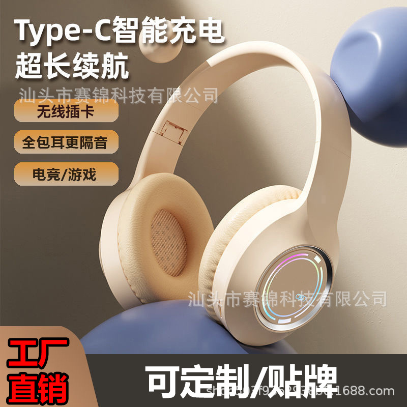 Factory Direct Sales M3 Luminous Wireless Head-Mounted Bluetooth Headset for Gaming with High-Quality Sound Wholesale Bilateral Stereo