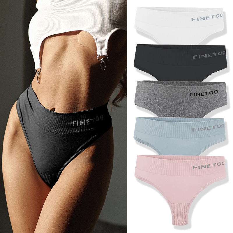 New cotton women's underwear sexy sports thong briefs seamless mid-waist high elastic thong