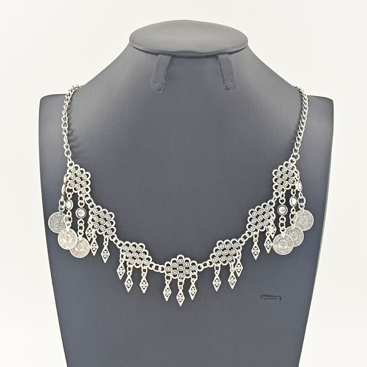 New exotic ethnic-style Kazakh forehead chain, Xinjiang retro geometric long tassel Hanfu headdress