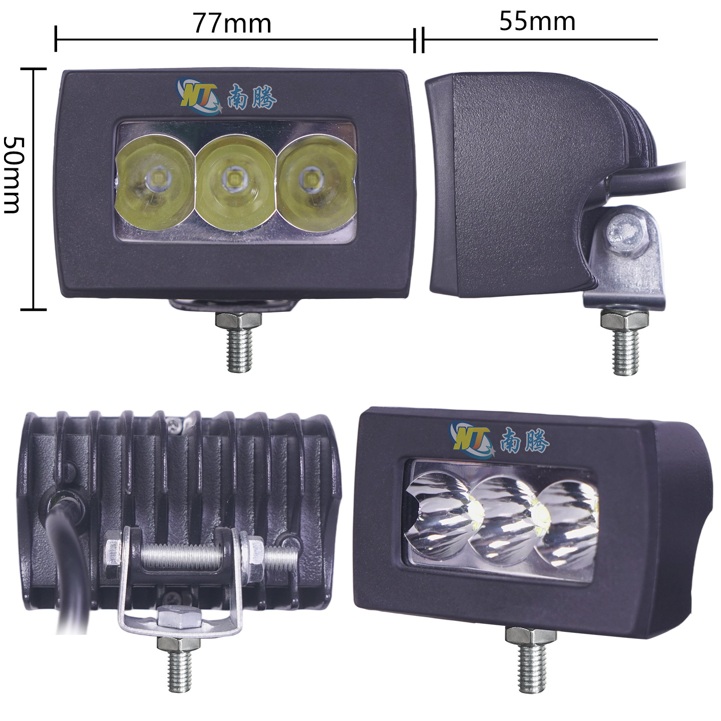 Luz LED cuadrada de 3 pulgadas y 15W, luz de trabajo, foco para coche, luz auxiliar, luz para vehículo, luz para motocicleta, luz de marcha atrás, luz potente
