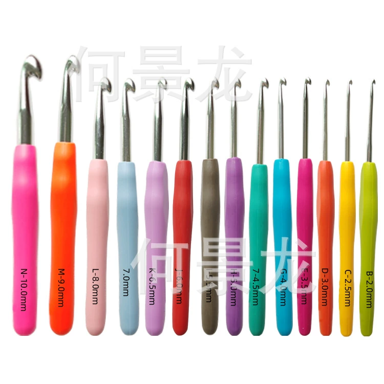 Новый цветной ручкой толстого вязания крючком удлиненный TPR вязания крючком высокой мягкой ручкой вязания крючком костюм