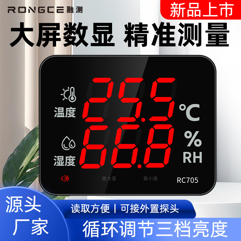 Amazon Led Small Temperature and Humidity Meter for Workshop and Warehouse with Probe Alarm, Indoor Wall-Mounted, Multi-Functional