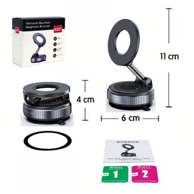 Cross-Border K007 Car Phone Holder Vacuum Magnetic Rotating Phone Stand Dashboard Nano Glue Phone Holder (Car phone holder) - vacuum-adsorption-cool-black-plastic-rod-k007-mobile-phone-holder