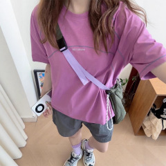树莓紫冰丝速干t恤女款夏季轻薄透气运动短袖户外羽毛网球骑行服