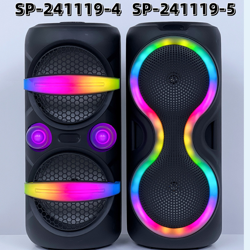 New double 6.5 inch Bluetooth speaker colorful lights outdoor subwoofer square dance portable high-power audio